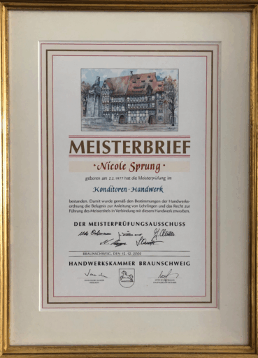 Bäckerei Sprung - Meisterbrief Nicole Sprung